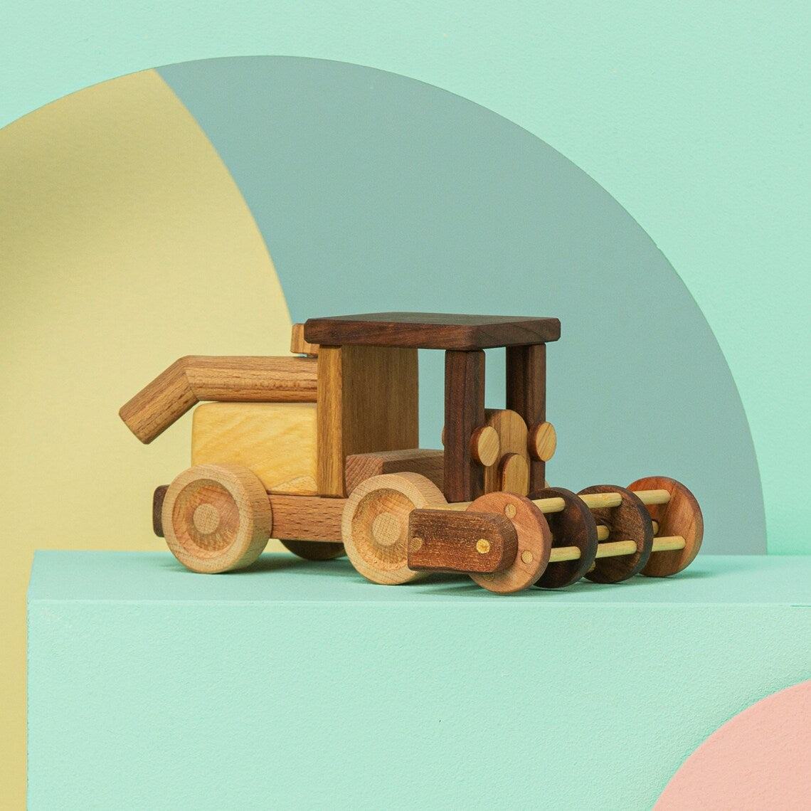 Wooden Toy Combine Harvester