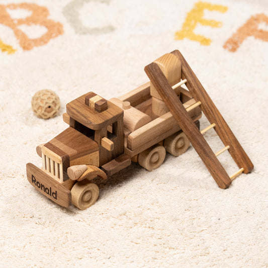 Wooden Fire Truck Toy with Name Engraving – handmade wooden toy, photo 2