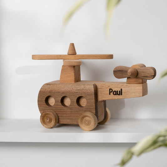 Sturdy Wooden Helicopter Toy with Hinged Back – handmade wooden toy, photo 2