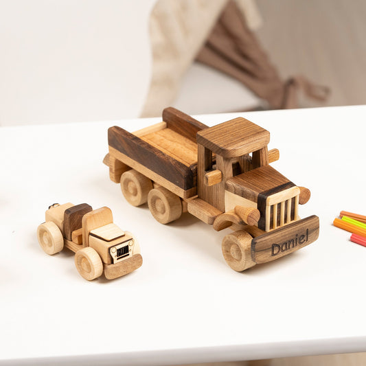 Wooden Tow Truck Toy with Car – handmade wooden toy, photo 2