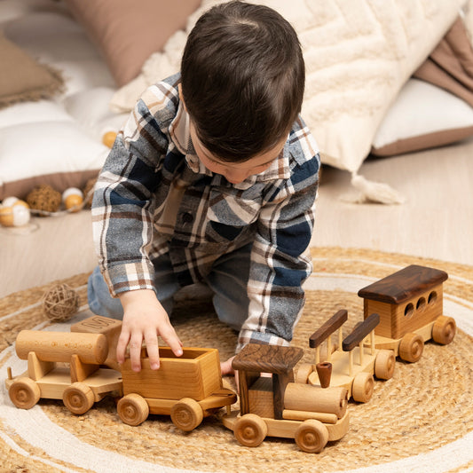 Wooden Train Set with Personalized Wagons – handmade wooden toy, photo 2