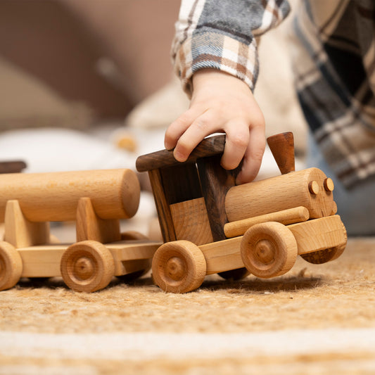 Wooden Train Set with Personalized Wagons – handmade wooden toy, photo 1