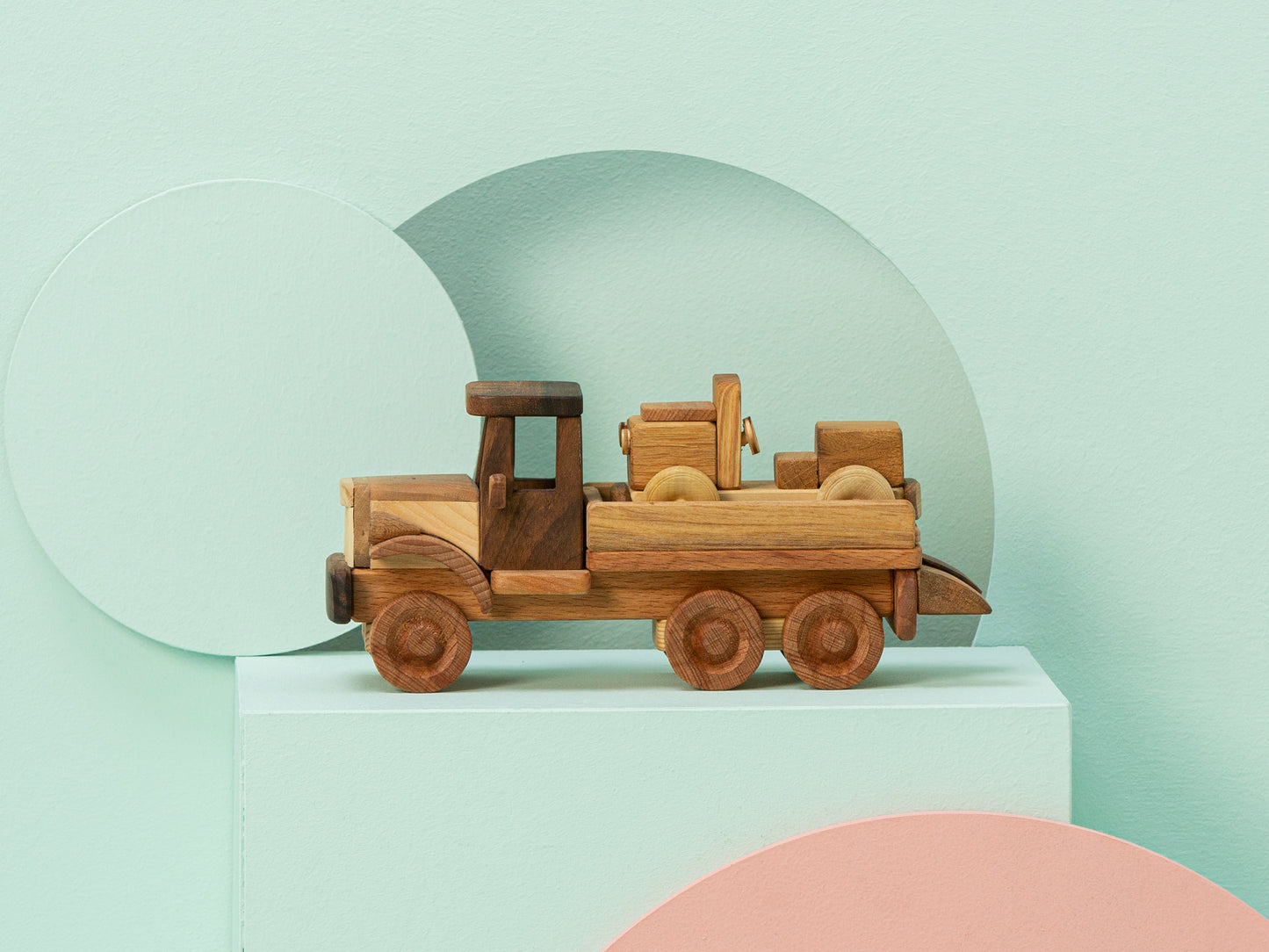 Wooden Tow Truck with Car