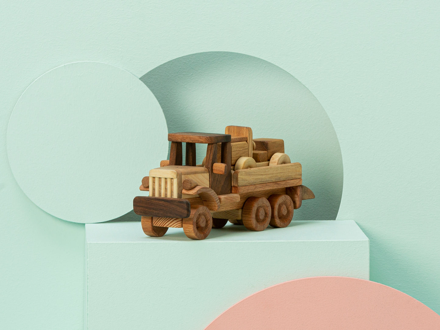 Wooden Tow Truck with Car