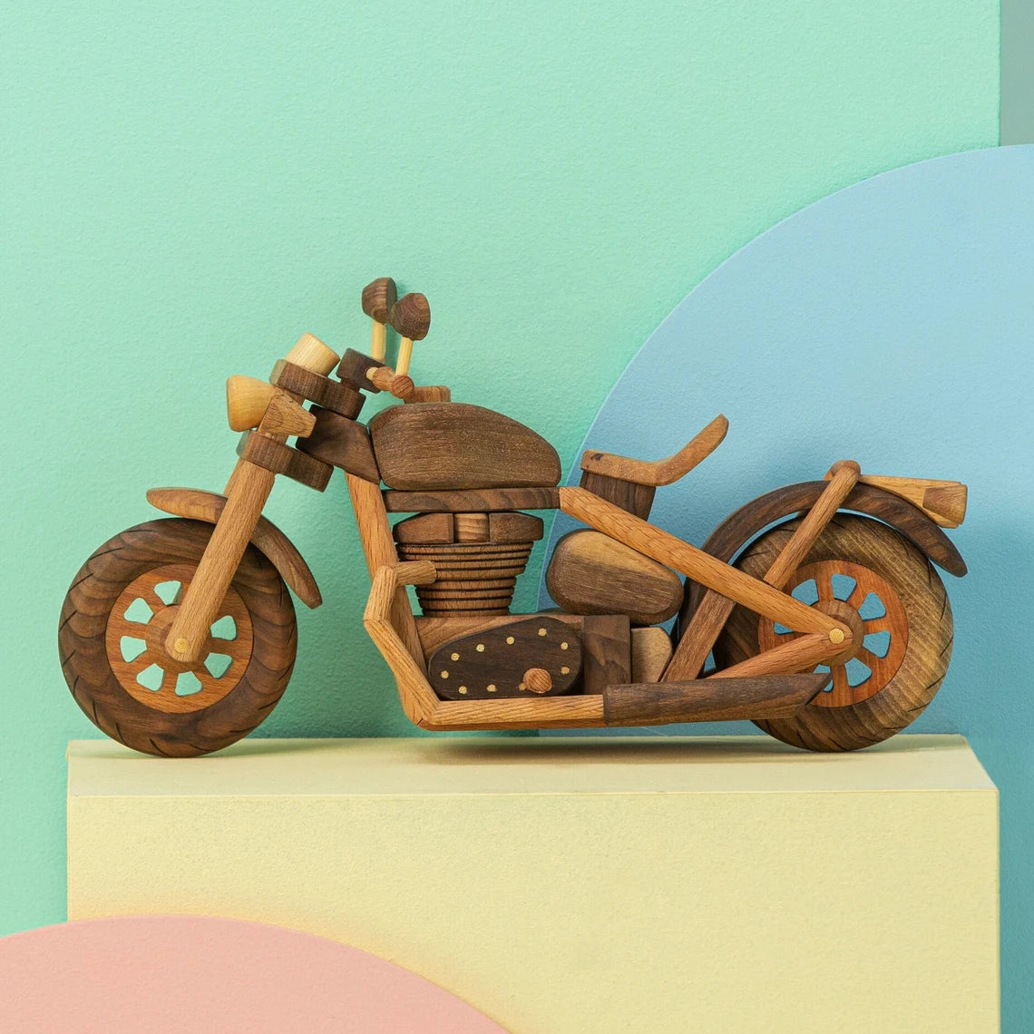 Wooden Motorcycle Toy & Decor