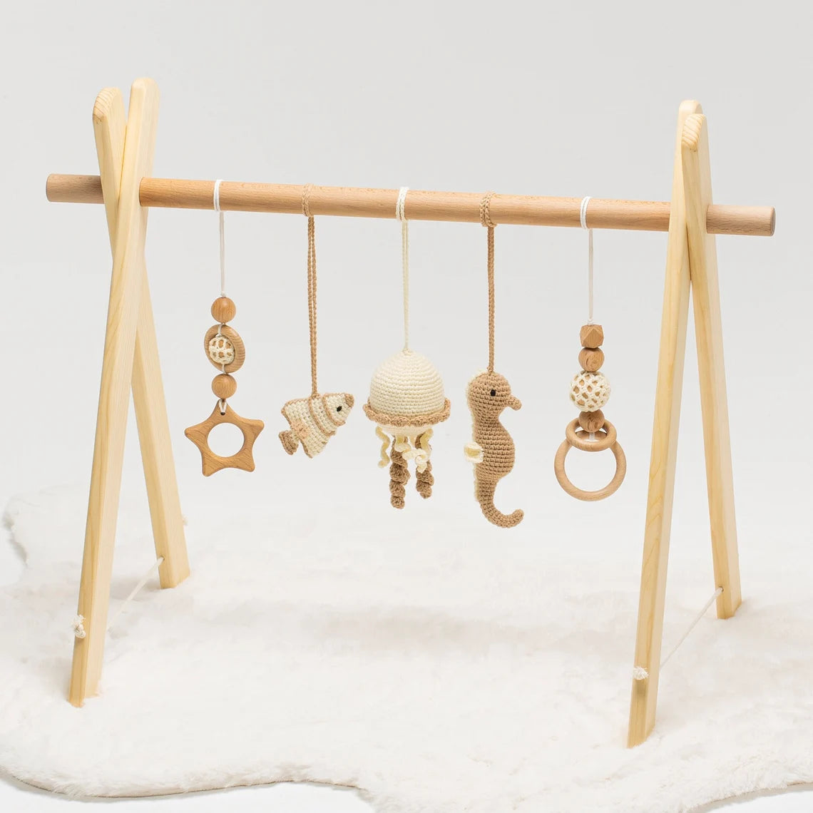 Wooden Baby Play Gym, Baby Hanging Toys, Sea Theme Baby Toys, Baby Shower Gift / HANDMADE