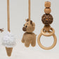 Baby Gym with Crocheted Toys, Wooden Play Gym with 5 Toys, Baby Shower Gift / HANDMADE