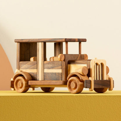 Large Retro Car Wooden Toy, HANDMADE