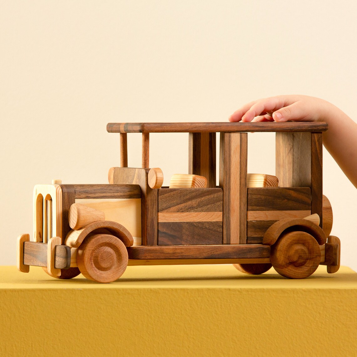 Large Retro Car Wooden Toy, HANDMADE