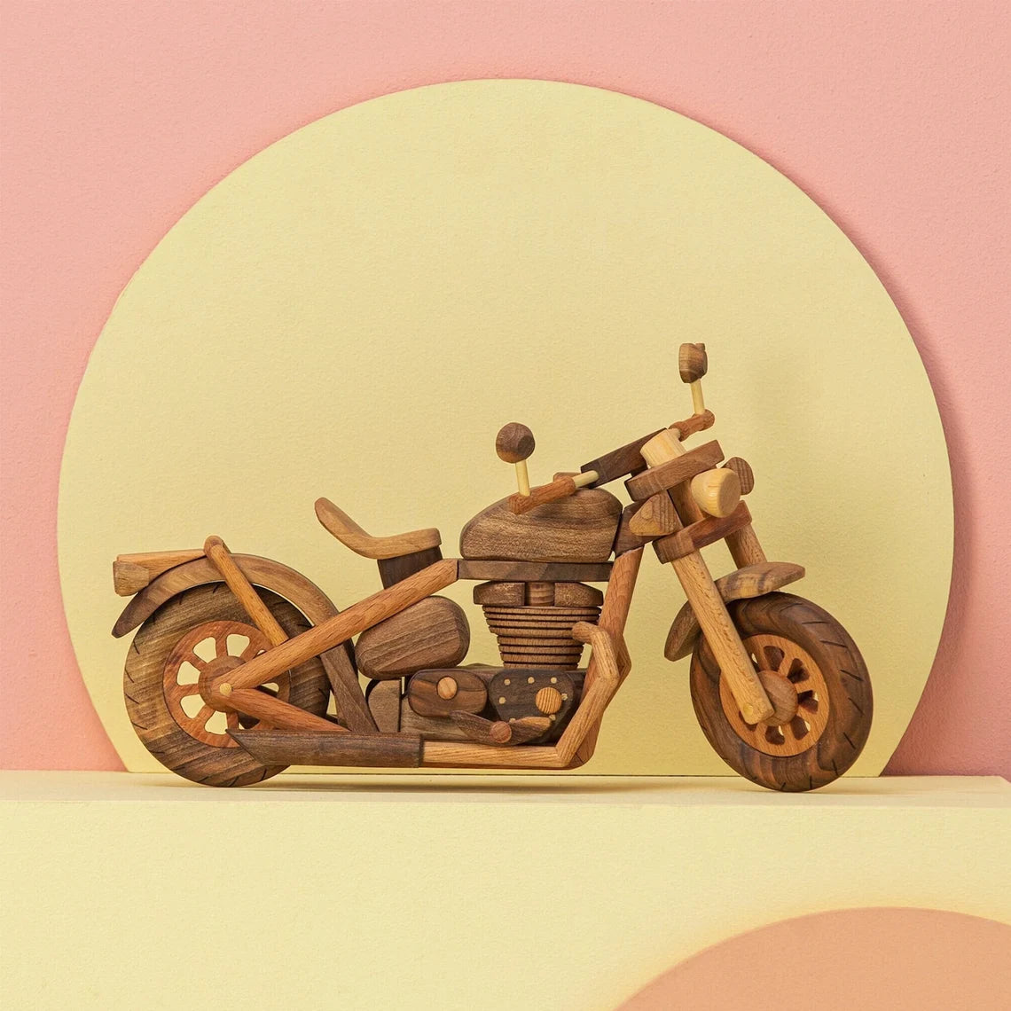 Wooden Motorcycle Toy & Decor