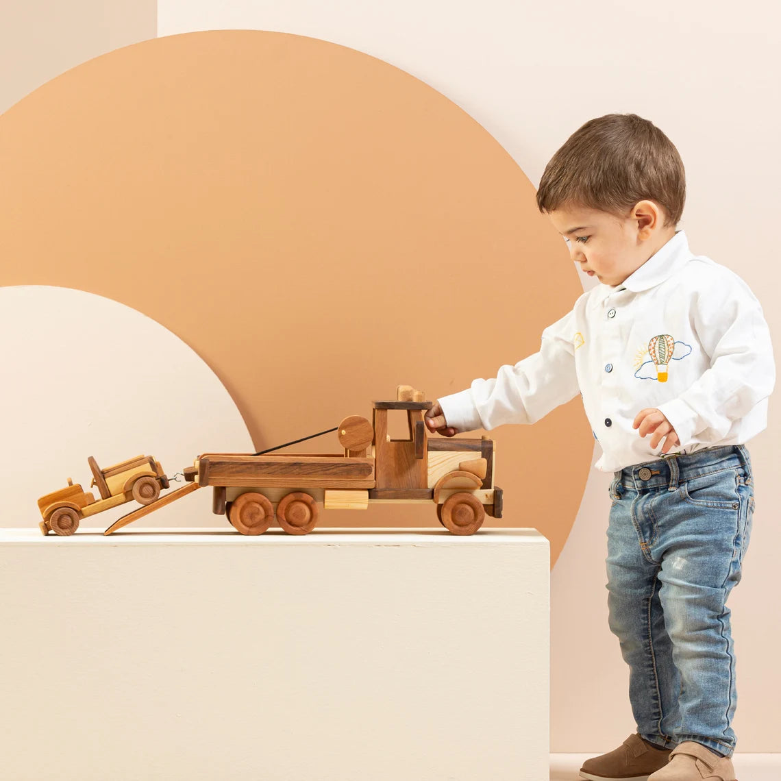 Wooden Large Tow Truck Toy