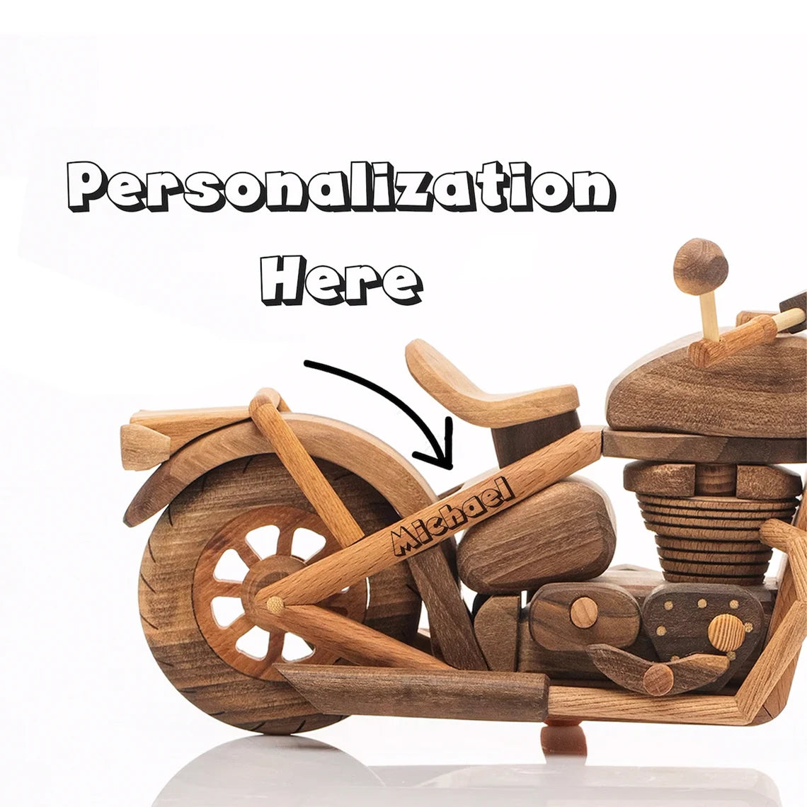 Wooden Motorcycle Toy & Decor