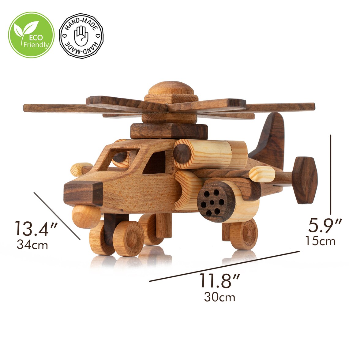 handcrafted wooden large helicopter