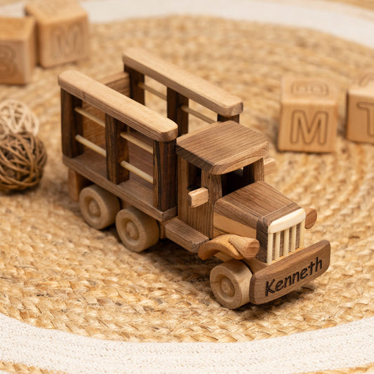 Wooden Truck Toy with Name Engraving – handmade wooden toy, photo 2