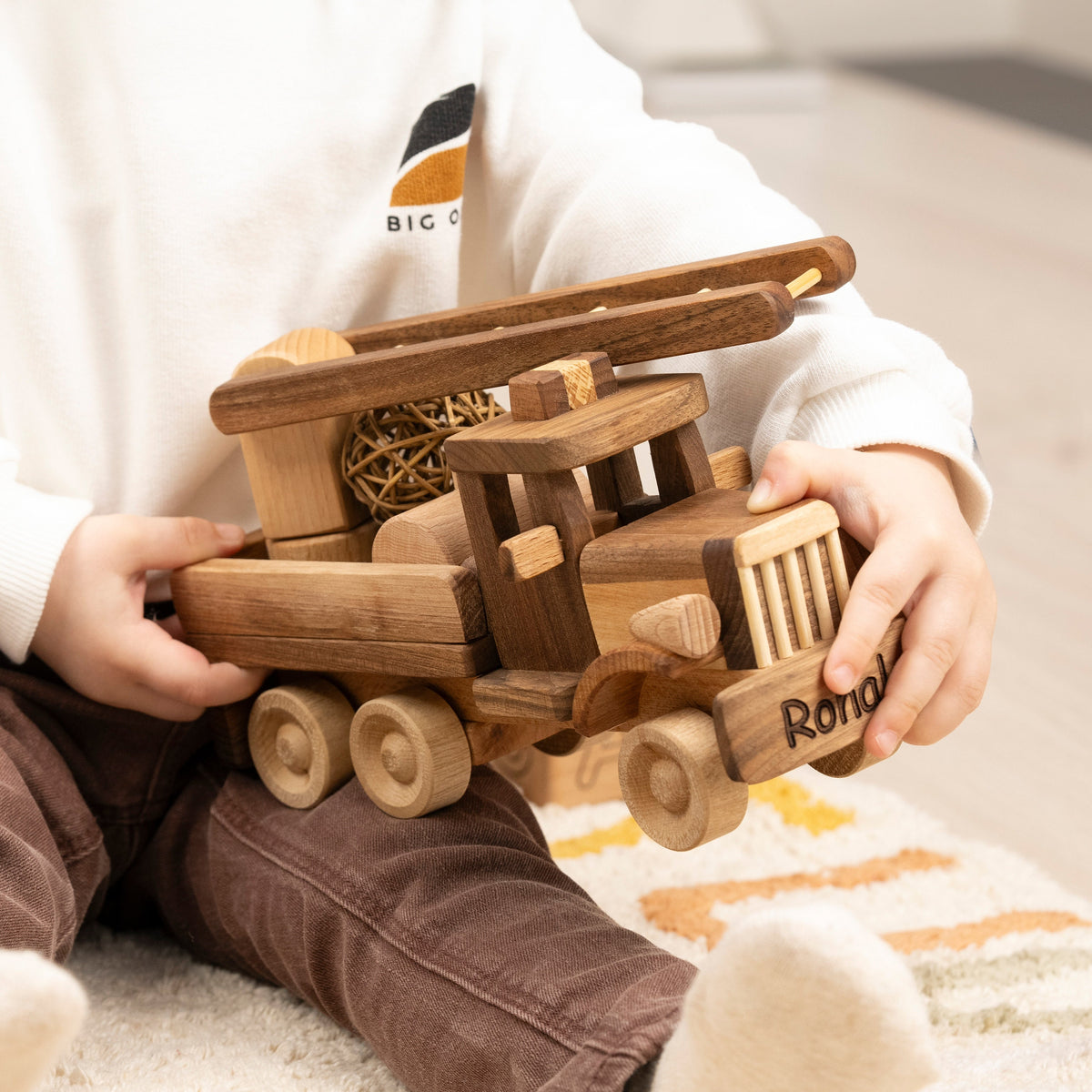 Wooden Fire Truck Toy with Name Engraving – handmade wooden toy, photo 11