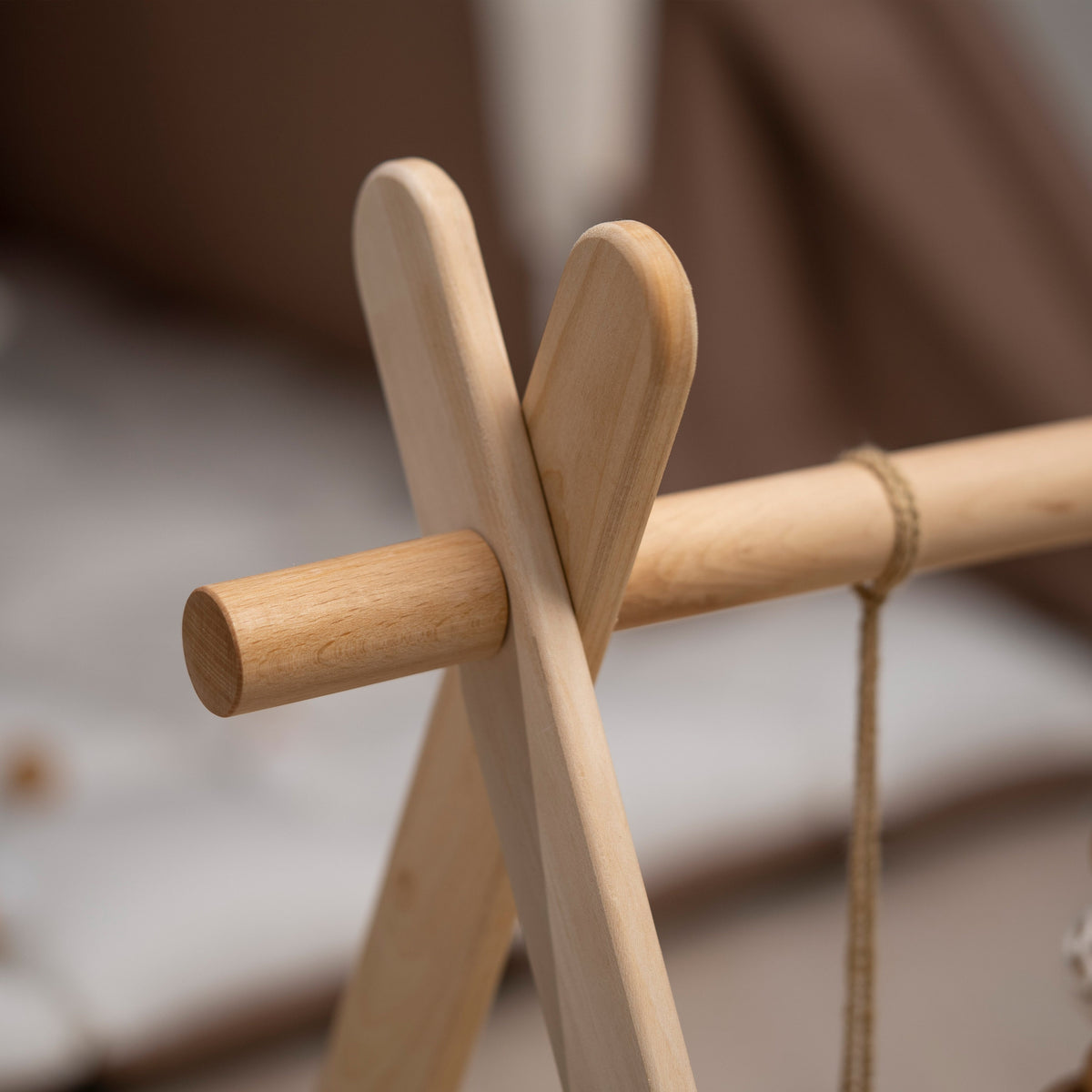 Lion & Bear Wooden Baby Gym with Crocheted Toys – handmade wooden toy, photo 7