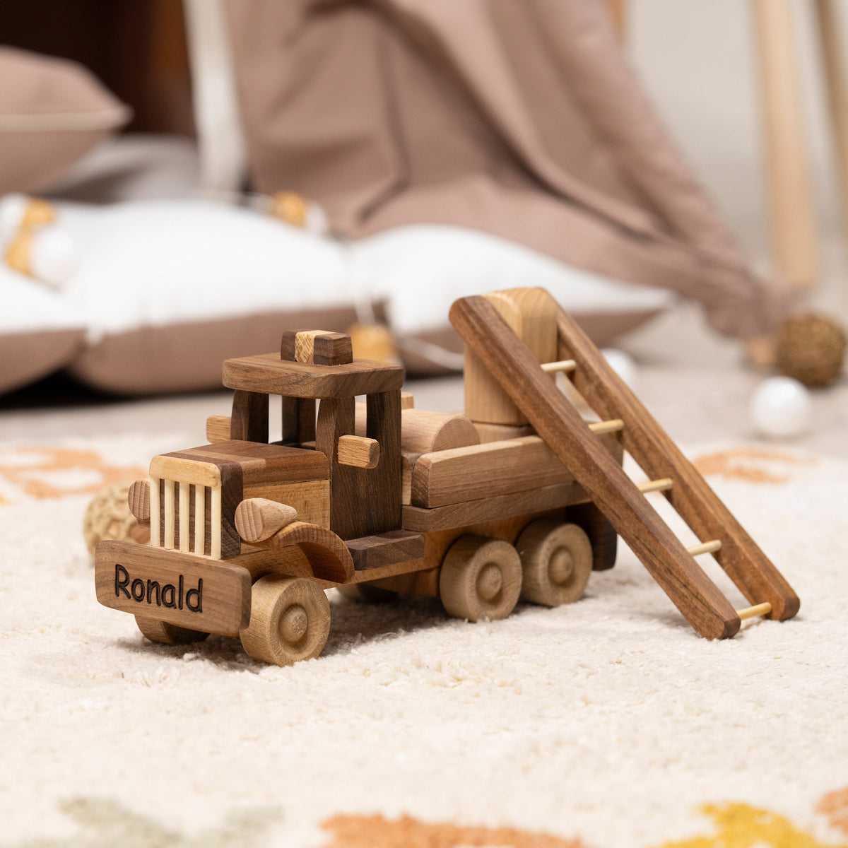 Wooden Fire Truck Toy with Name Engraving – handmade wooden toy, photo 6