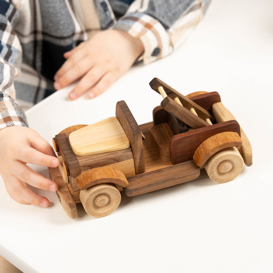 Vintage 1920s Wooden Fire Engine with Ladder – handmade wooden toy, photo 1