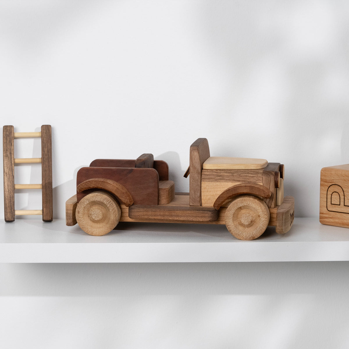 Vintage 1920s Wooden Fire Engine with Ladder – handmade wooden toy, photo 8
