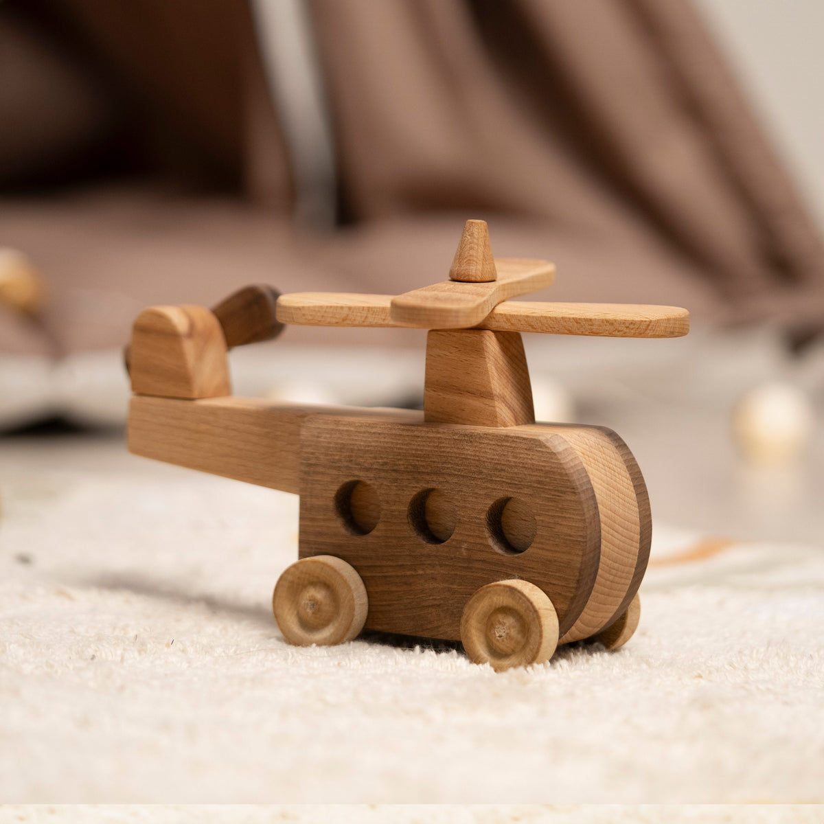 Sturdy Wooden Helicopter Toy with Hinged Back – handmade wooden toy, photo 5