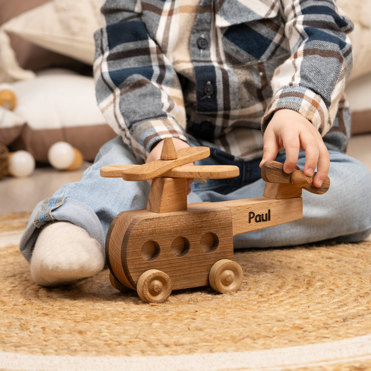 Sturdy Wooden Helicopter Toy with Hinged Back – handmade wooden toy, photo 8