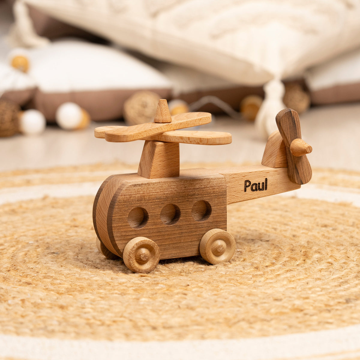 Sturdy Wooden Helicopter Toy with Hinged Back – handmade wooden toy, photo 3