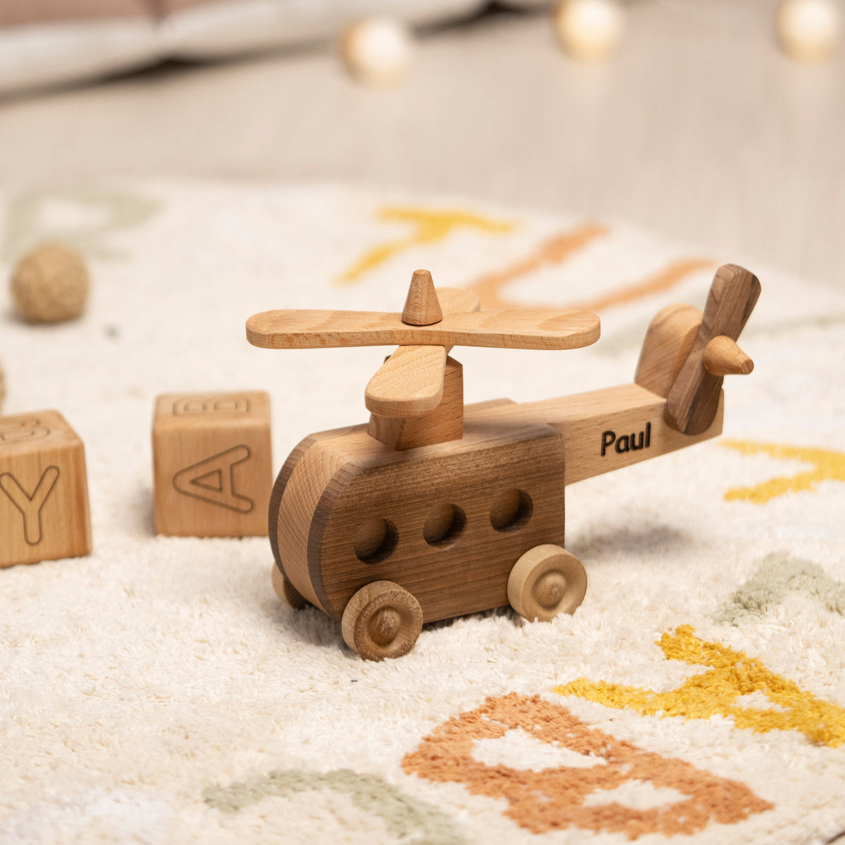 Sturdy Wooden Helicopter Toy with Hinged Back – handmade wooden toy, photo 10