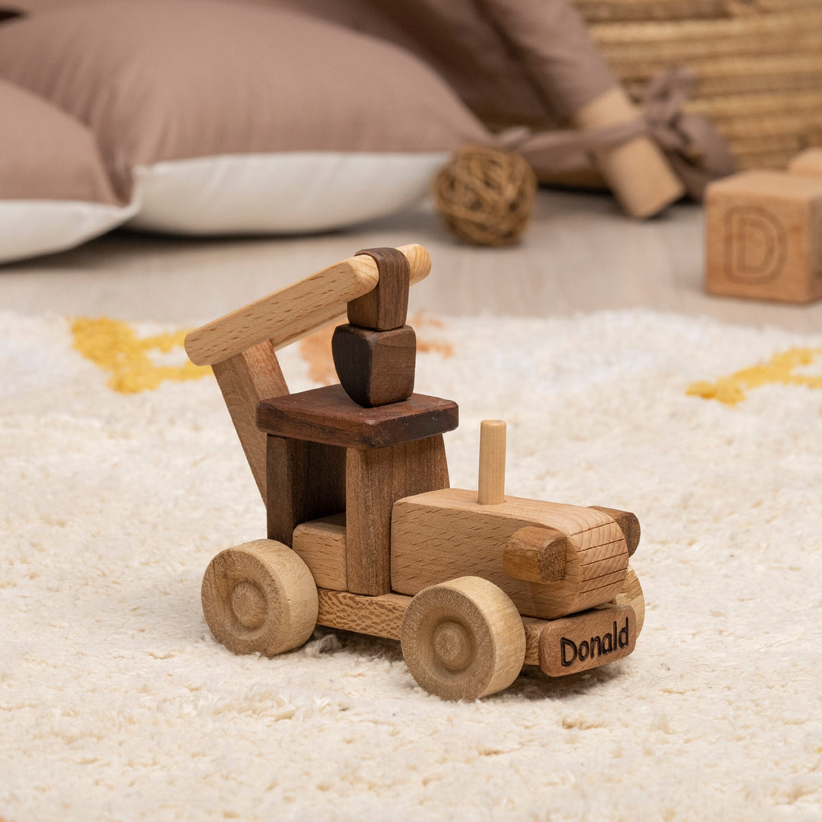 Wooden Tractor Toy with Hinged Back – handmade wooden toy, photo 4
