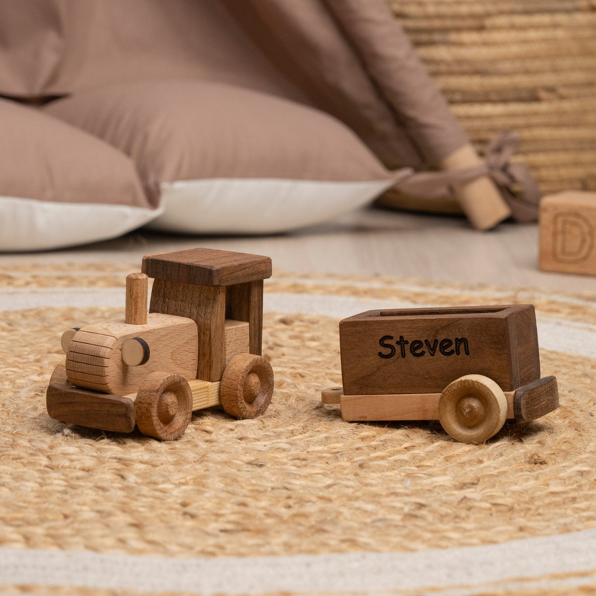 Wooden Tractor Toy, Baby Birthday Gift – handmade wooden toy, photo 6