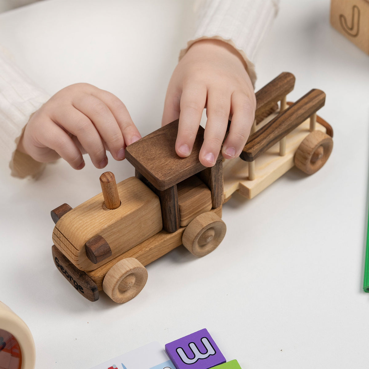 Wooden Tractor Toy, Personalized – handmade wooden toy, photo 1