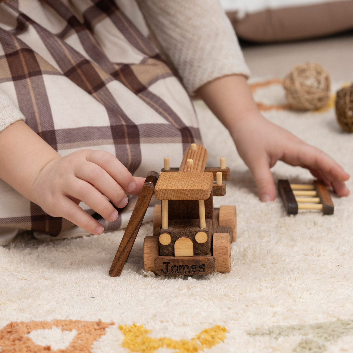 Mini Wooden Fire Truck Toy – handmade wooden toy, photo 4