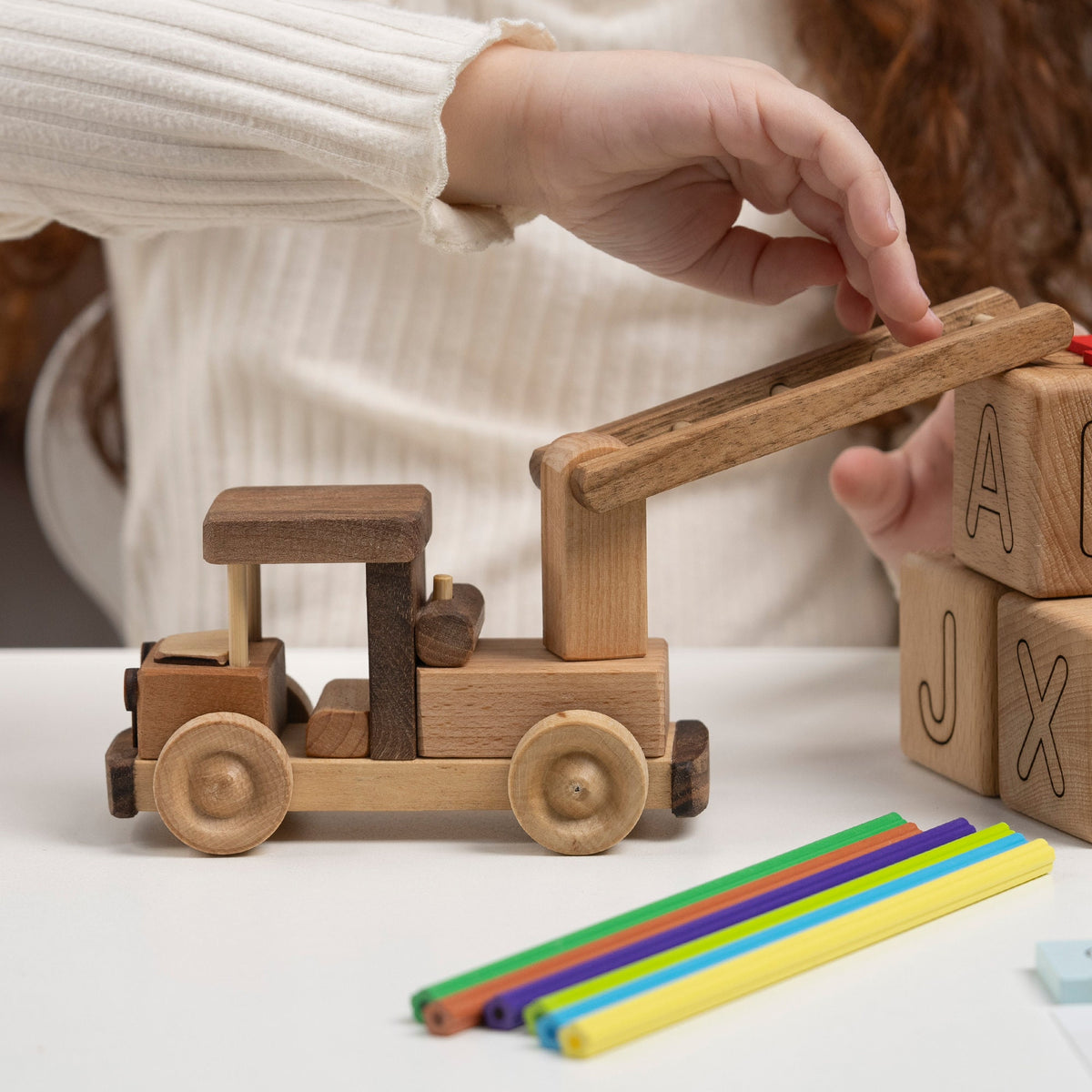 Mini Wooden Ladder Fire Truck – handmade wooden toy, photo 7