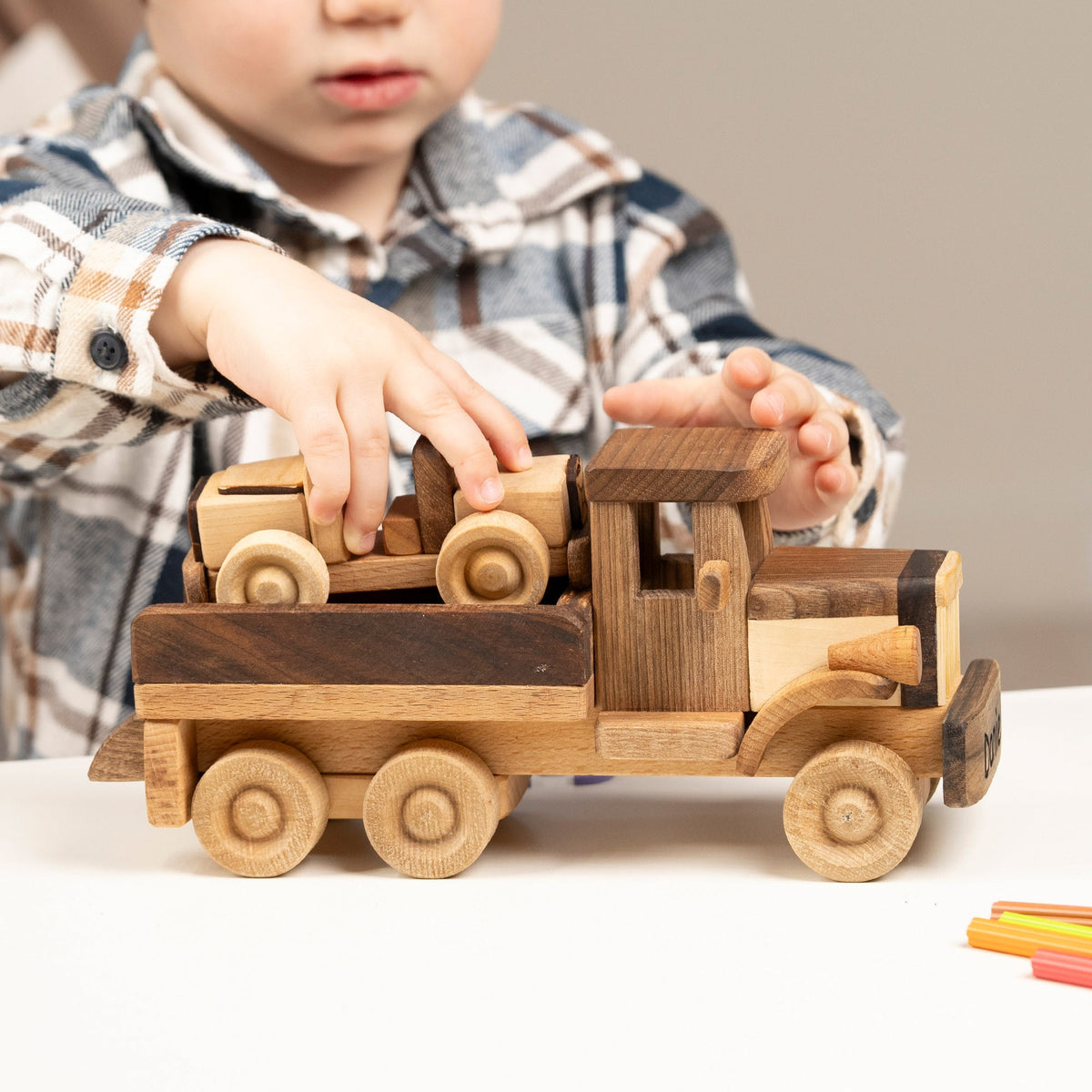 Wooden Tow Truck Toy with Car – handmade wooden toy, photo 12