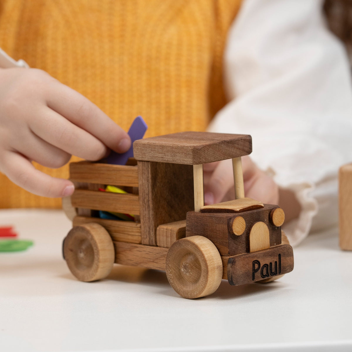 Mini Wooden Truck with Hinged Back – handmade wooden toy, photo 4