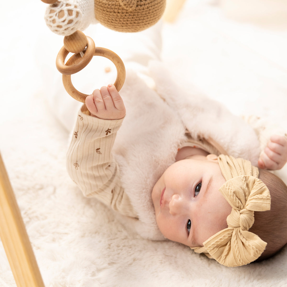 Bear & Cloud Wooden Baby Gym with Crocheted Toys – handmade wooden toy, photo 5