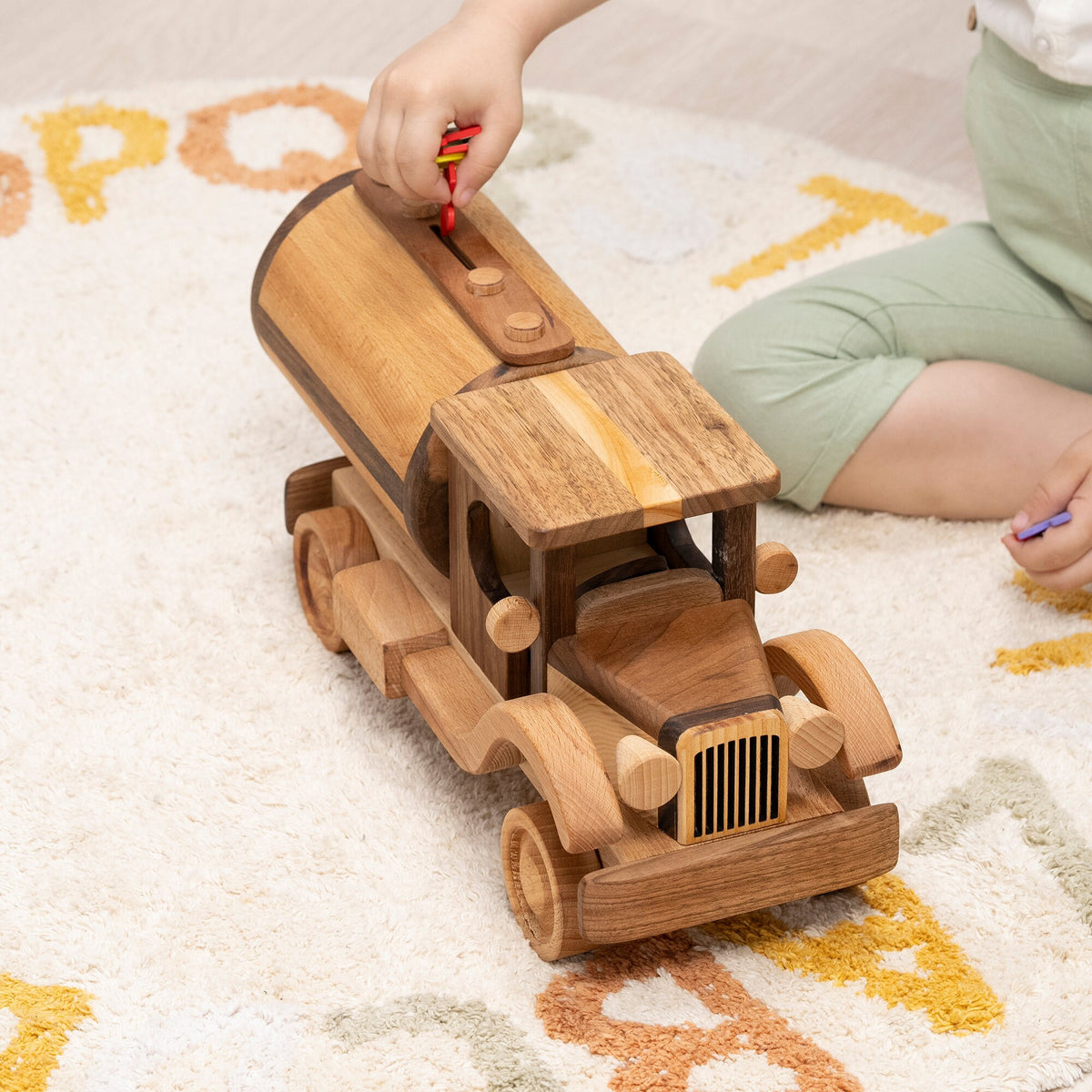 Large Wooden American Truck Toy – handmade wooden toy, photo 3