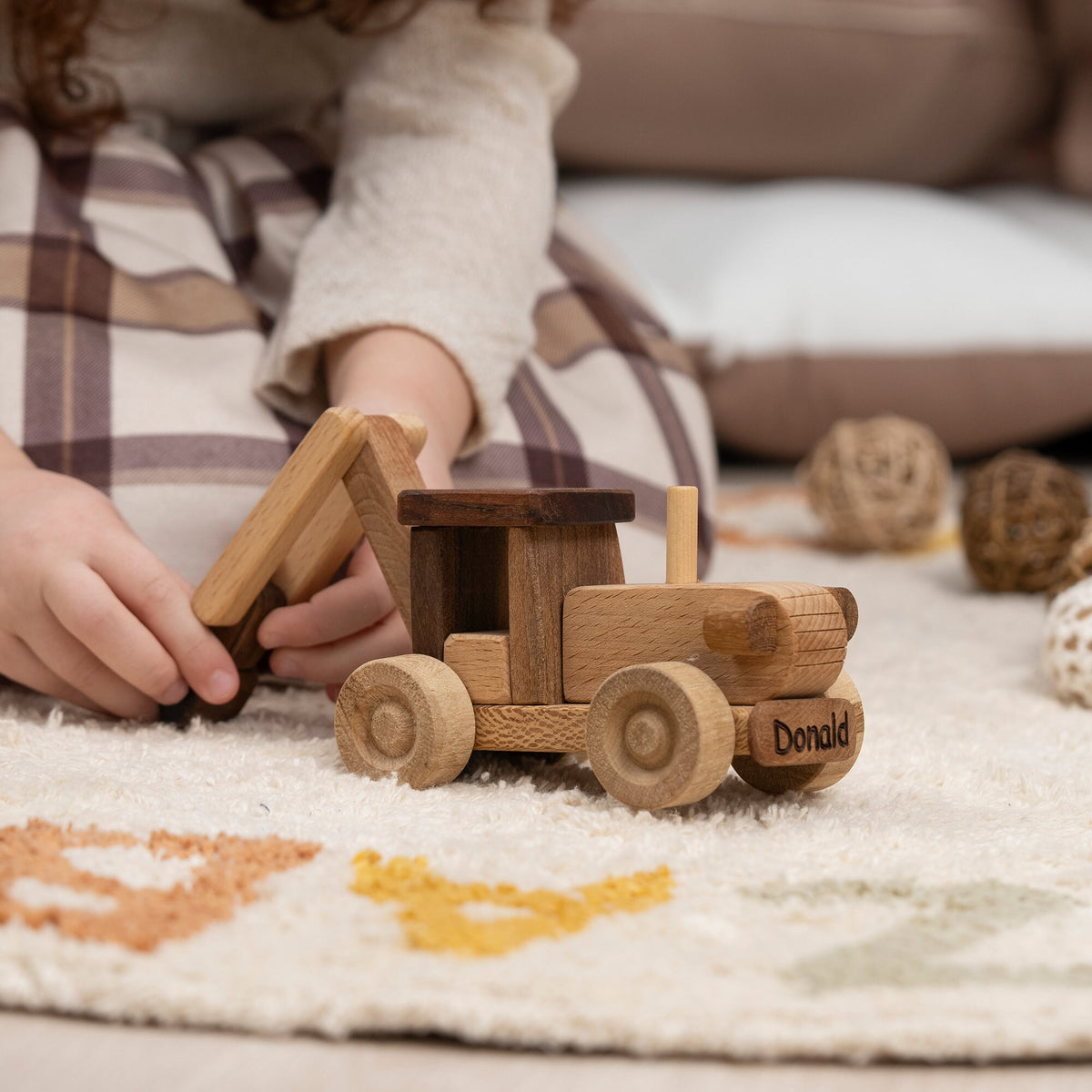 Wooden Tractor Toy with Hinged Back – handmade wooden toy, photo 1