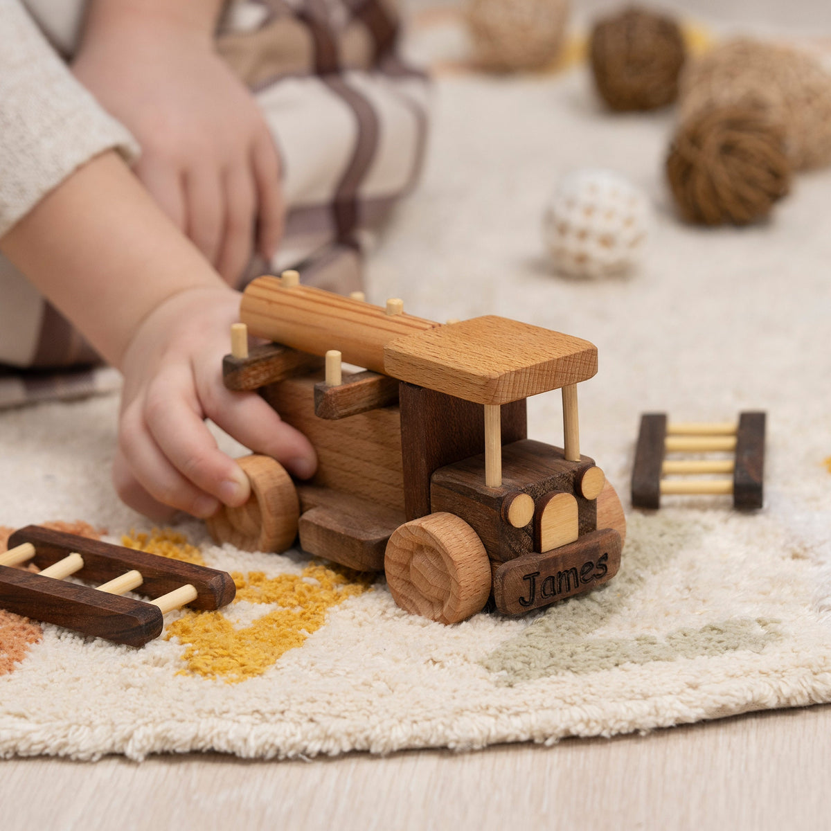 Mini Wooden Fire Truck Toy – handmade wooden toy, photo 6
