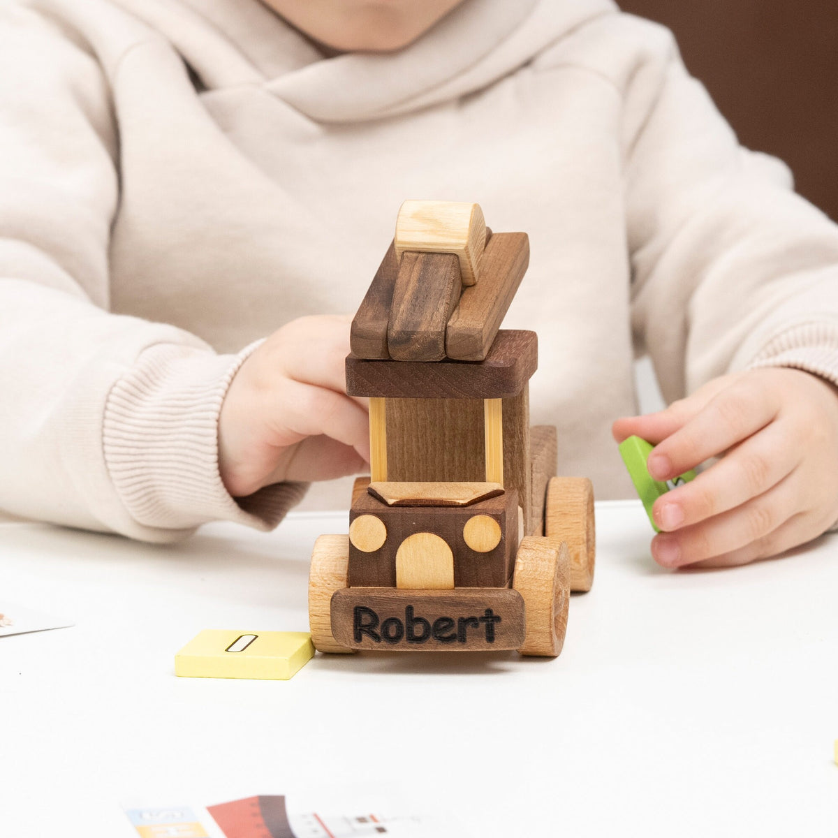 Wooden Digger Excavator Toy – handmade wooden toy, photo 1