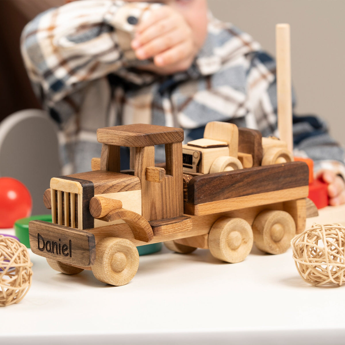 Wooden Tow Truck Toy with Car – handmade wooden toy, photo 5