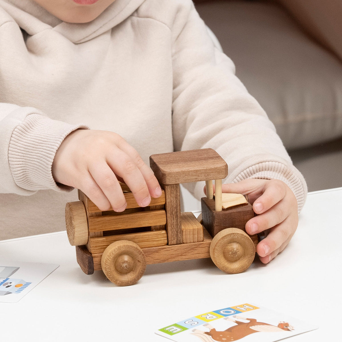 Mini Wooden Truck with Hinged Back – handmade wooden toy, photo 3