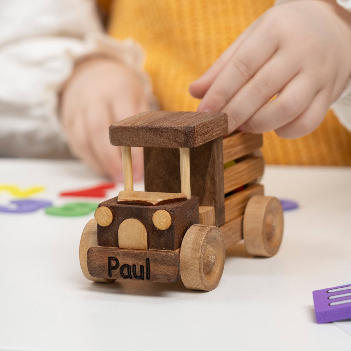 Mini Wooden Truck with Hinged Back – handmade wooden toy, photo 1
