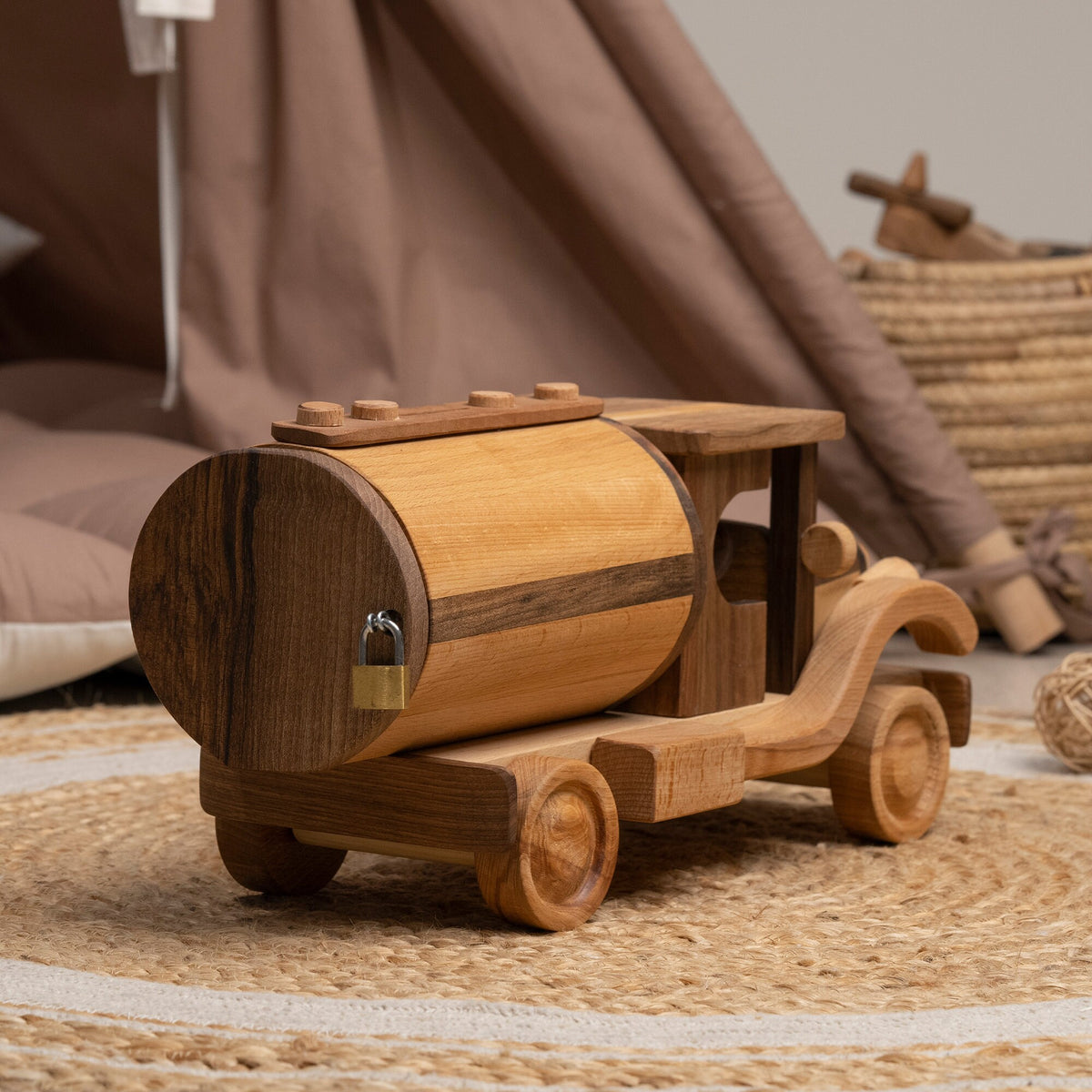 Large Wooden American Truck Toy – handmade wooden toy, photo 4