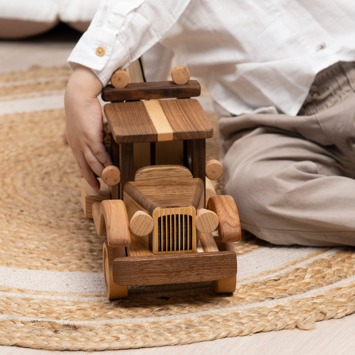 Large Wooden Wrecker Tow Truck with Crane – handmade wooden toy, photo 9