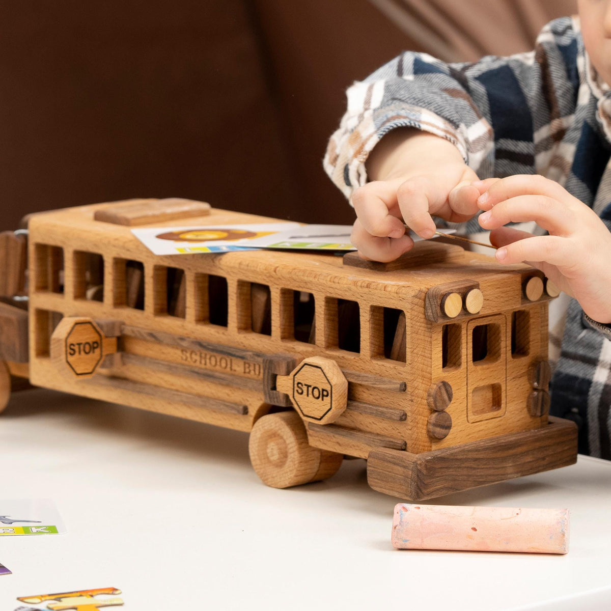 Wooden School Bus Toy in Two Sizes – handmade wooden toy, photo 5