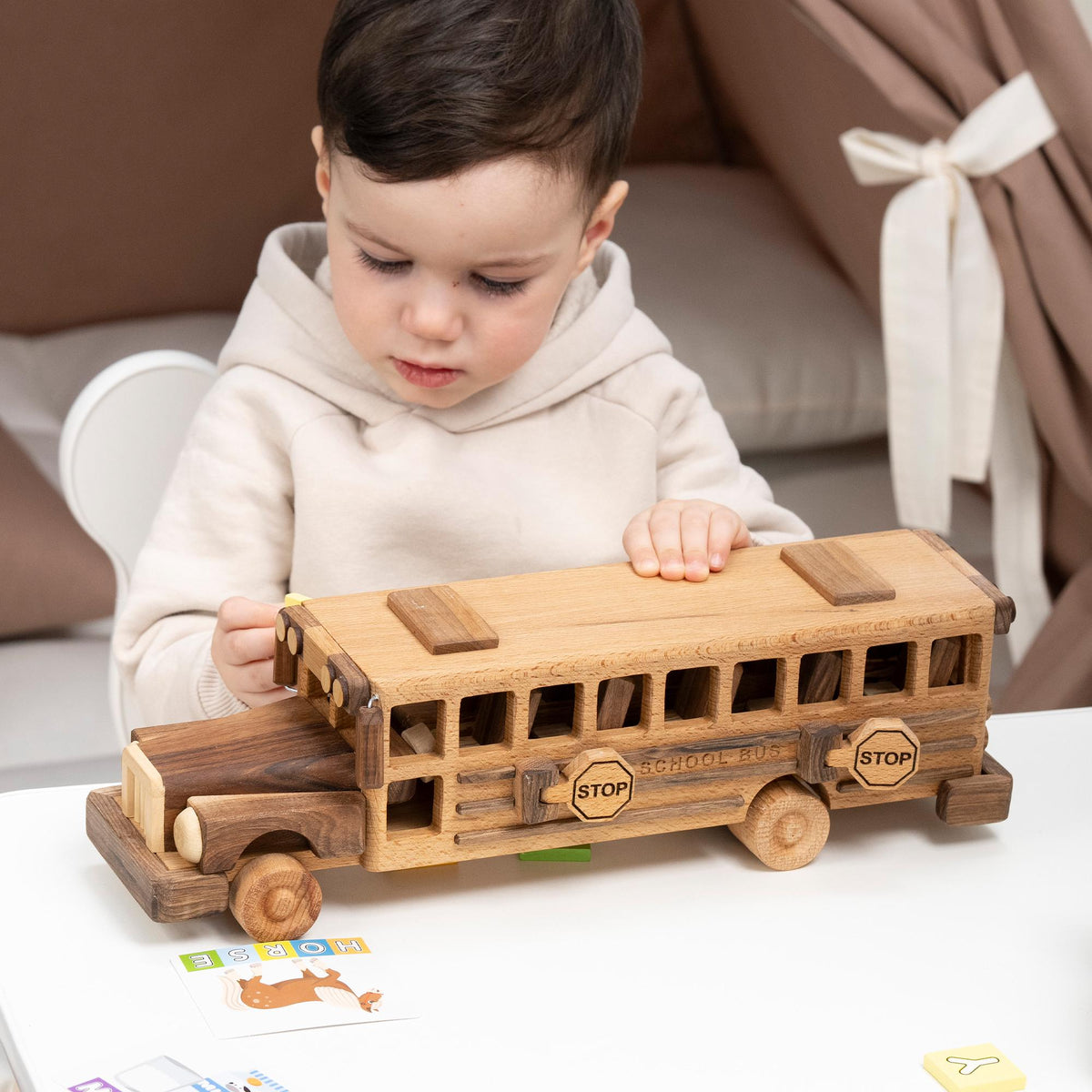 Wooden School Bus Toy in Two Sizes – handmade wooden toy, photo 7