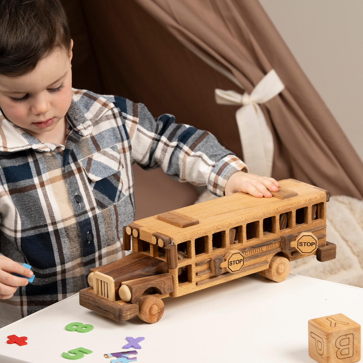 Wooden School Bus Toy in Two Sizes – handmade wooden toy, photo 11