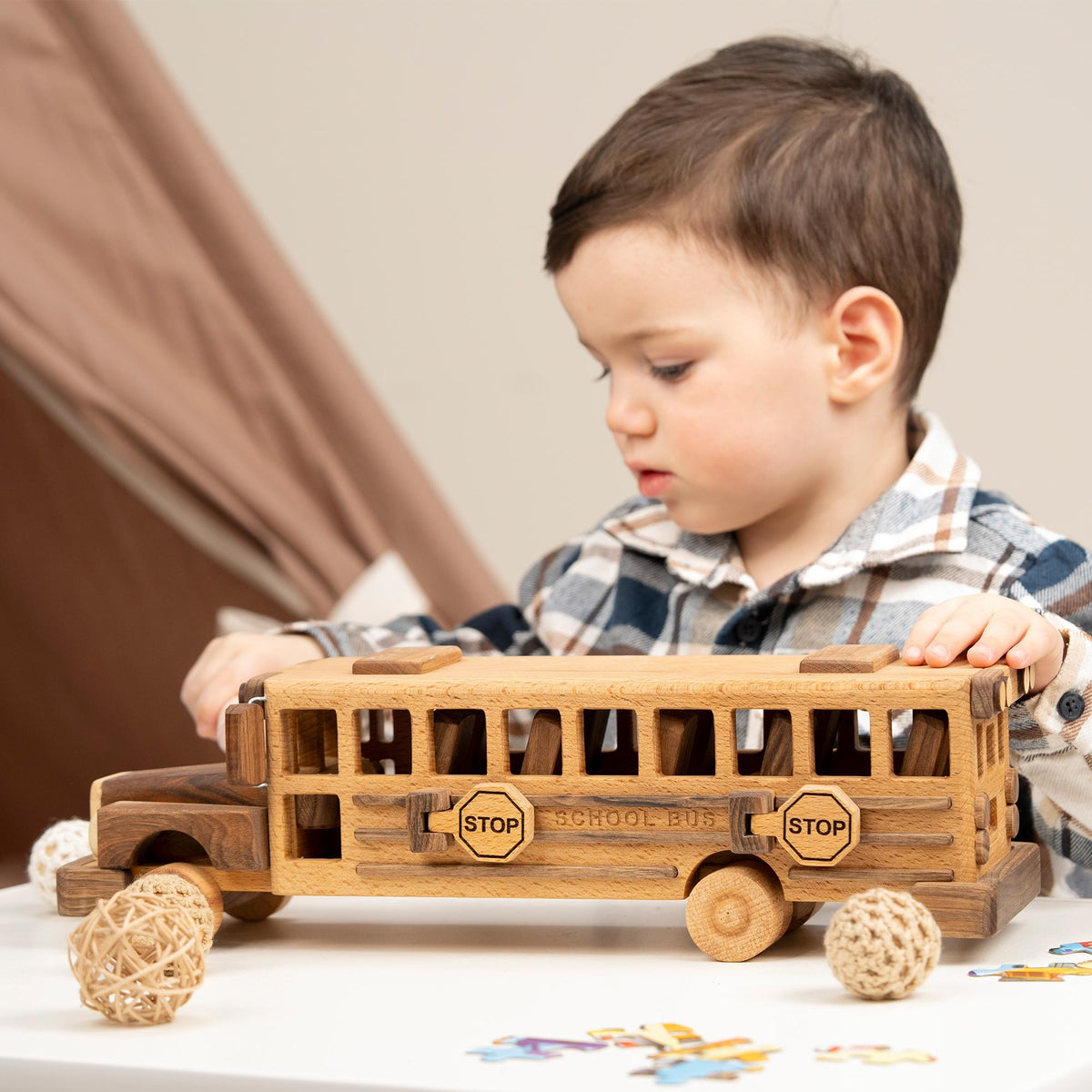 Wooden School Bus Toy in Two Sizes – handmade wooden toy, photo 8