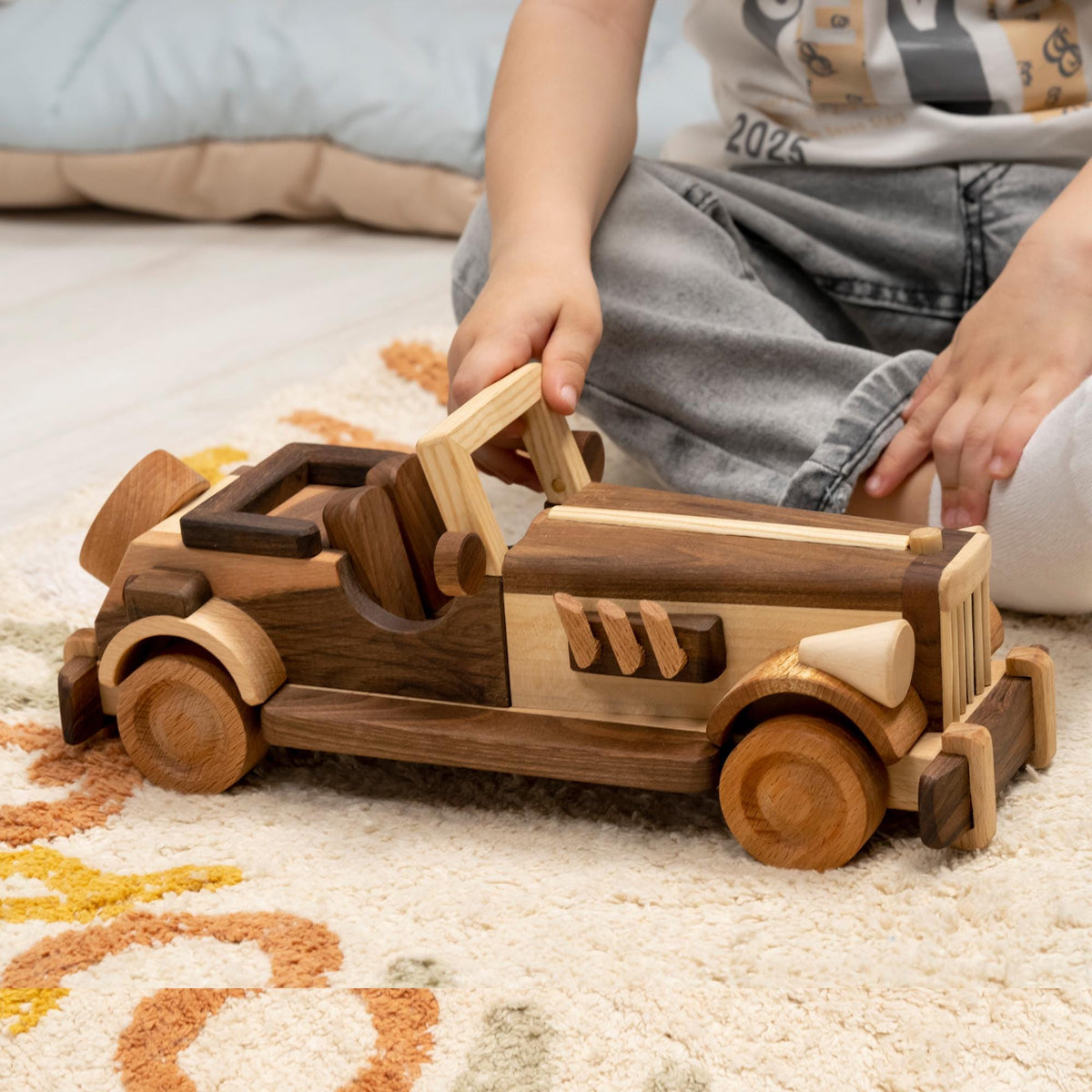 Large Wooden Retro Car, Heirloom Toy – handmade wooden toy, photo 2