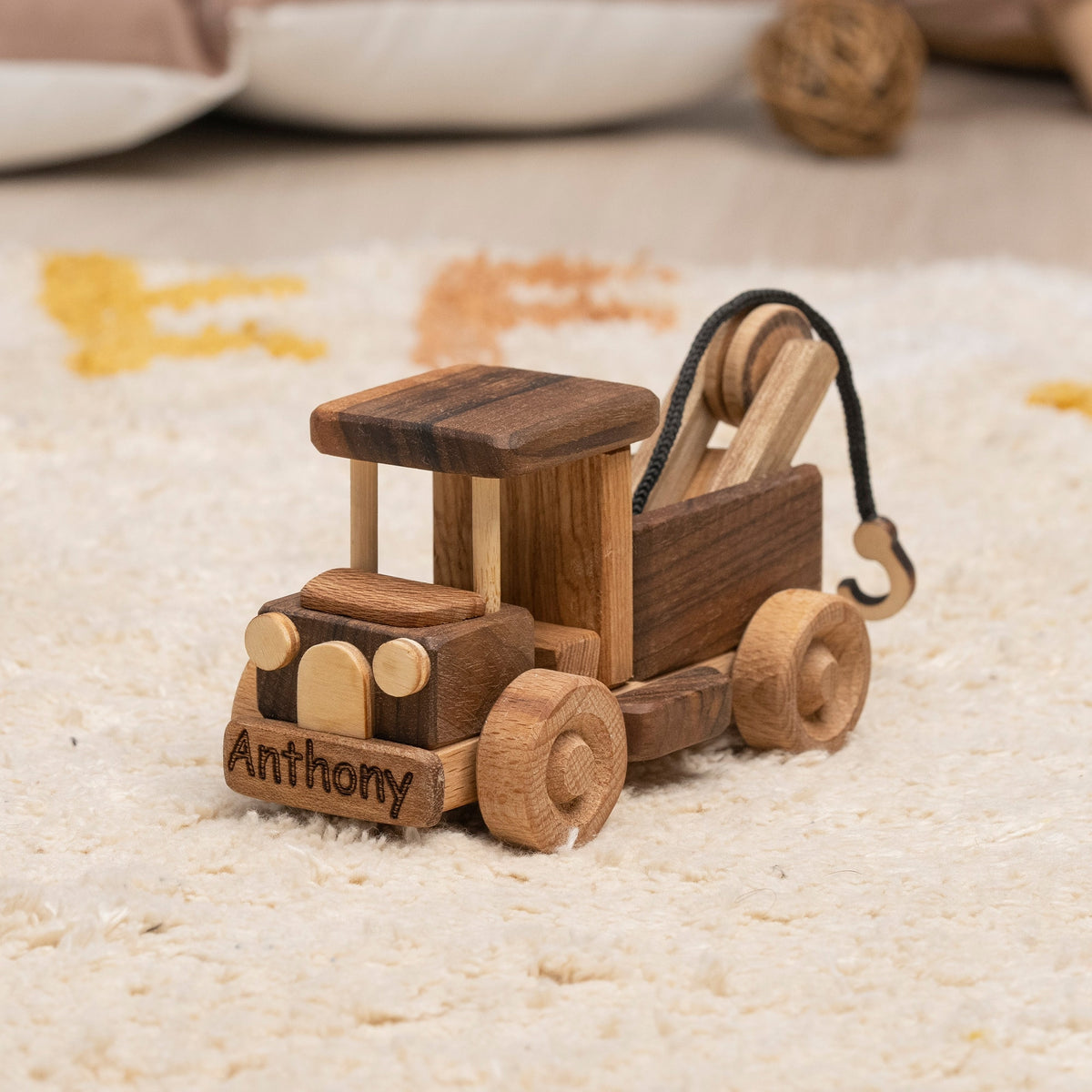 Mini Wooden Tow Truck Toy – handmade wooden toy, photo 1